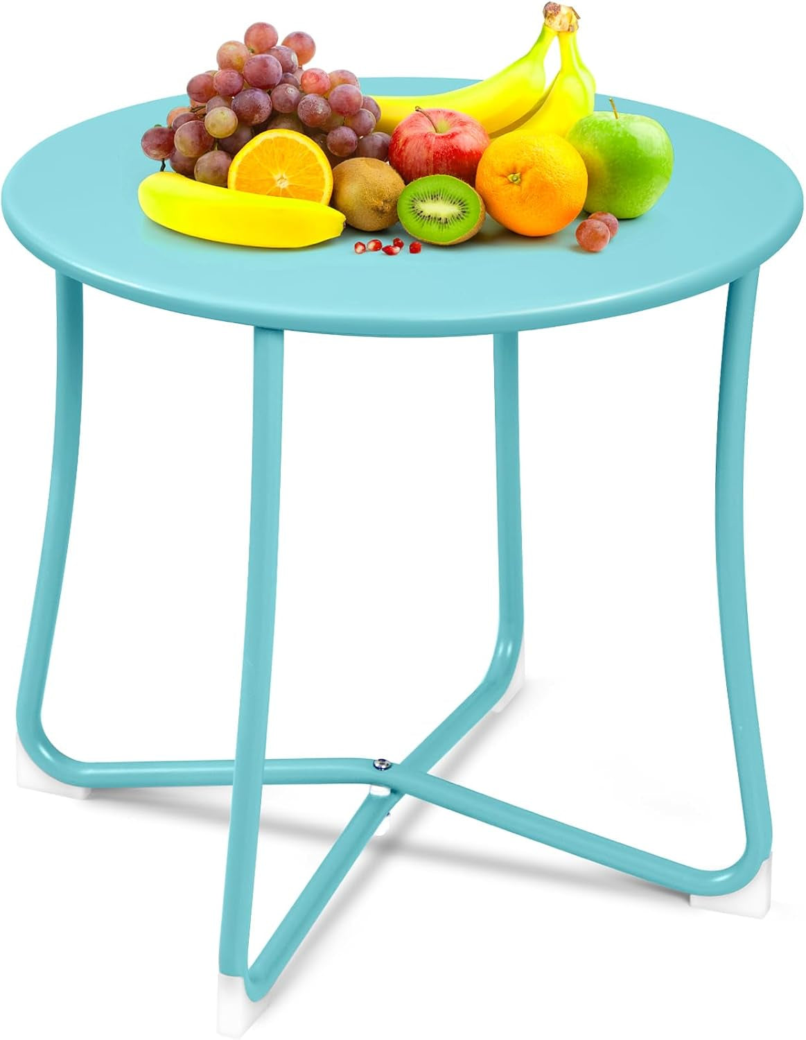 Amagabeli Patio Small Side Table Outdoor Waterproof round Metal Steel Weather Resistant Portable Indoor End Table for Garden Balcony Yard Bedside Mint Green