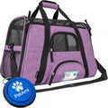Airline Approved Pet Carrier for Cats & Small Dogs, Soft Sided TSA Travel Carrier Bag with Sherpa Bed, Breathable Mesh Ventilation, Collapsible Bowl, up to 18 Lbs, Large Heather Purple