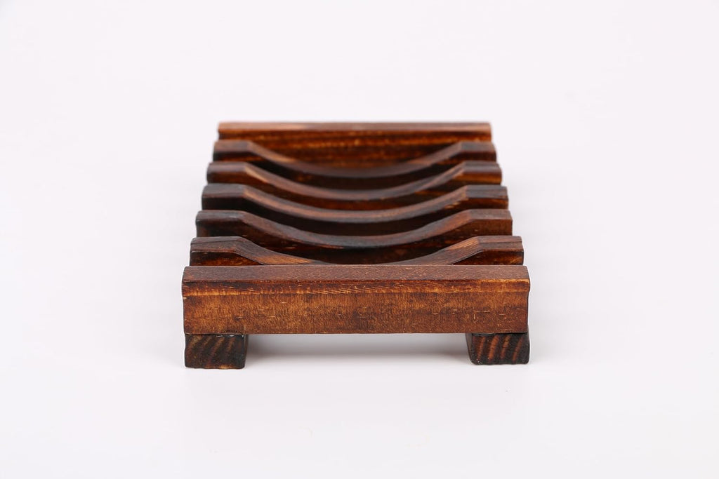 Wooden Soap Dish Soap Holder Saver Tray for Bathroom Shower Kitchen Drainer Hand Craft Rectangular for Soap,Sponges and More (1Pack)