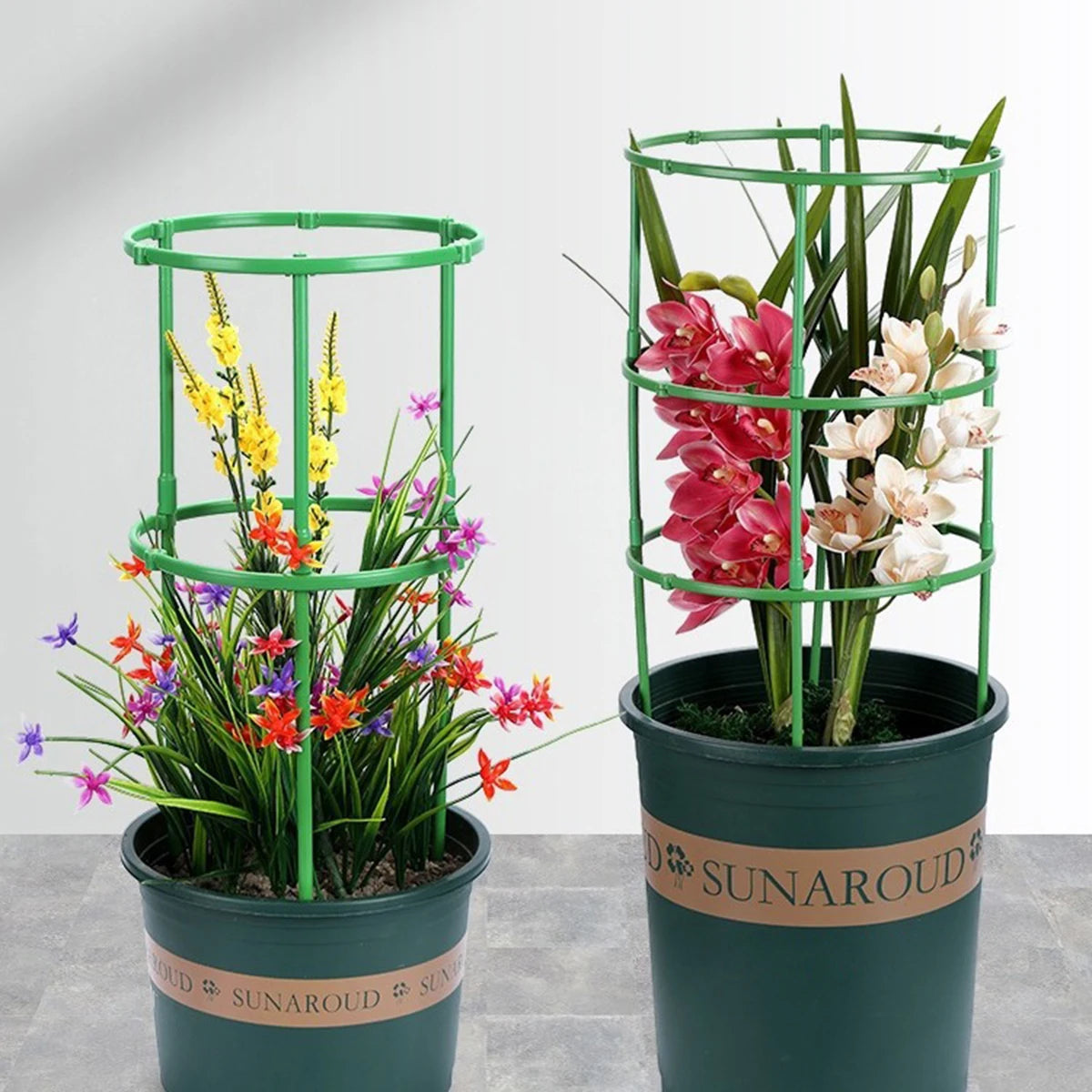 9 Pcs/Set 3 Layers Plant Support Plant Stakes round Plant Support Ring Plastic Plant Cage Holder Flower Pot Climbing Trellis