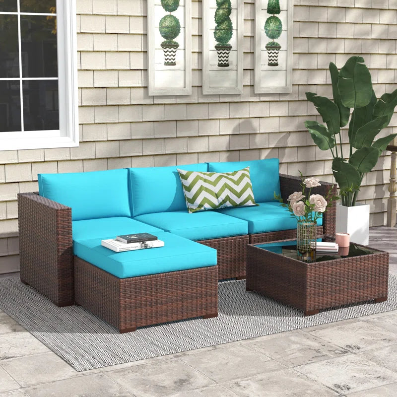 Abler 3-Person Wicker Modular Patio Conversation Set with Cushions