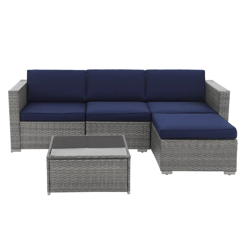 Abler 3-Person Wicker Modular Patio Conversation Set with Cushions