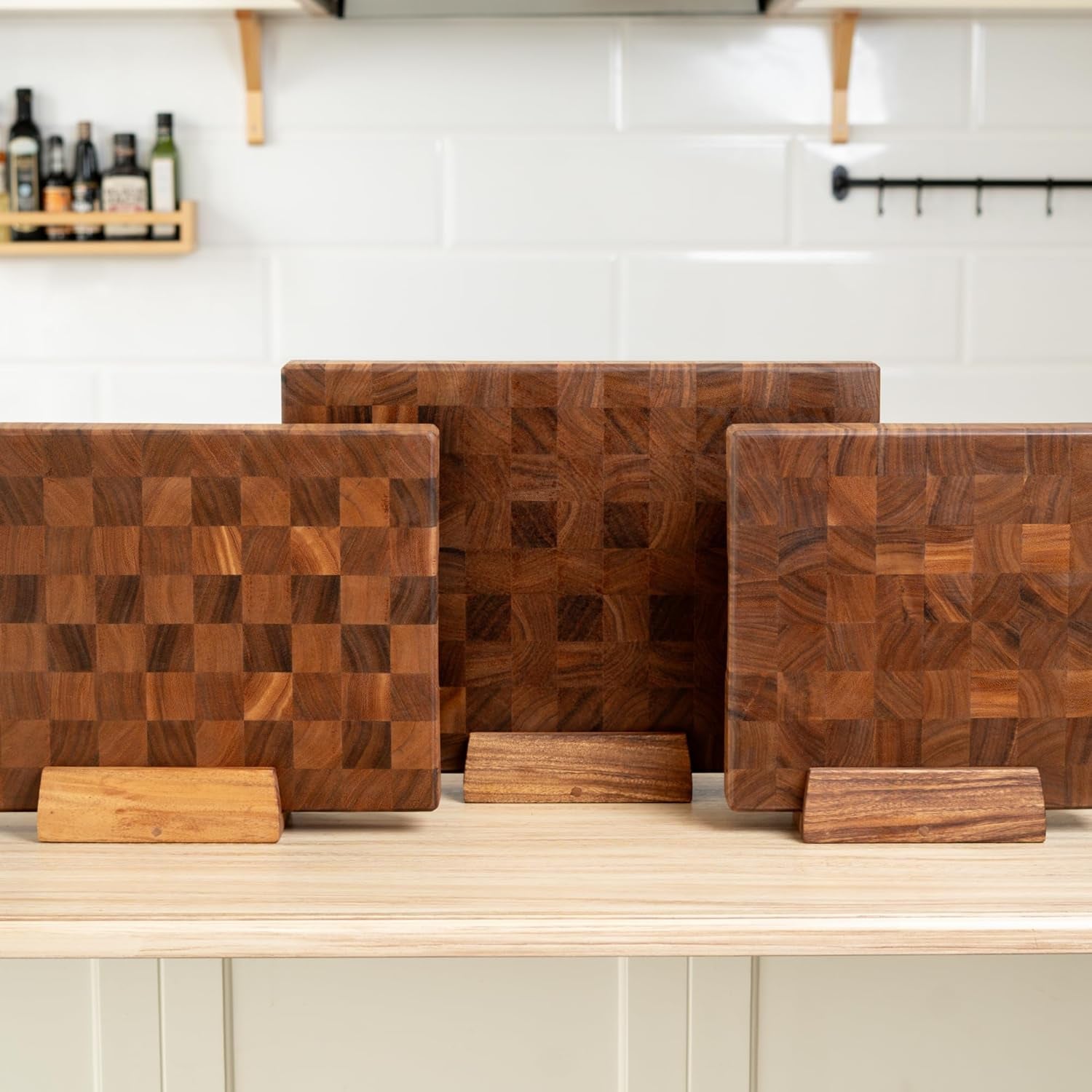 Natural Wood Cutting Board Stand – Fits 2"–2.2" Heavy Boards, 8" × 4" × 4" | Handmade Sturdy Holder Supports Boards up to 24 In
