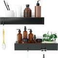 Shower Caddy, Adhesive Shower Organizer with Hooks, Shower Shelves for inside Shower, No Drilling Shower Rack Holder, Shower Storage for Bathroom, Kitchen Spice Rack-2 Pack Black