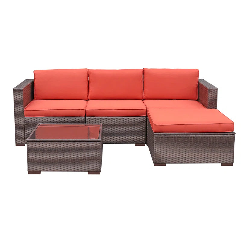 Abler 3-Person Wicker Modular Patio Conversation Set with Cushions