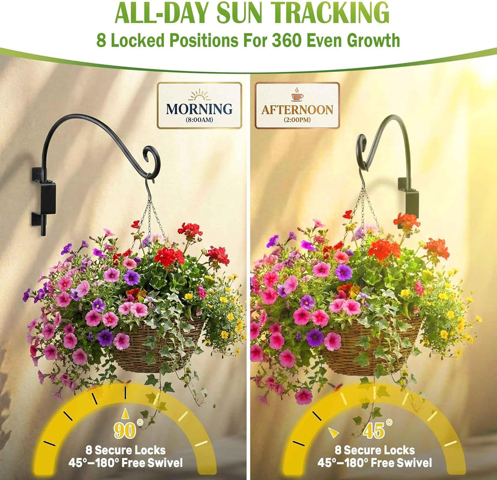 Bird Feeder Hangers Outdoor: 16-Inch Swivel Hanging Plant Bracket for Wall Mount - Swivel Plant Hook for Flower Basket