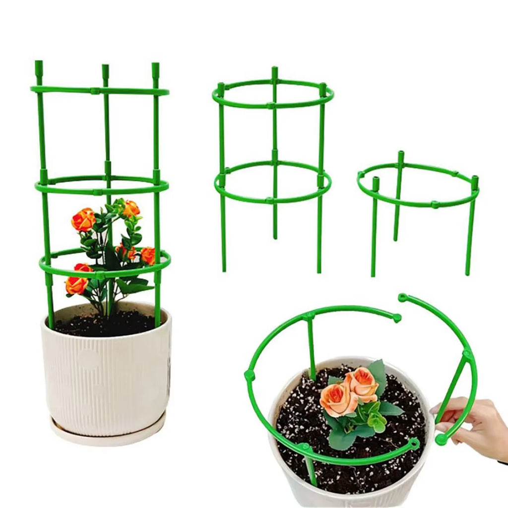 9 Pcs/Set 3 Layers Plant Support Plant Stakes round Plant Support Ring Plastic Plant Cage Holder Flower Pot Climbing Trellis