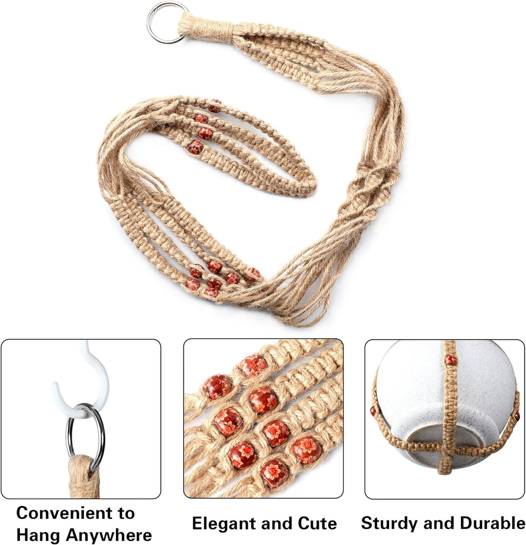 2 Pcs Plant Hangers Hanging Plant Holder for Indoor Outdoor Decor Macrame Hanging Planter Basket with 4 Hooks(35 Inch)