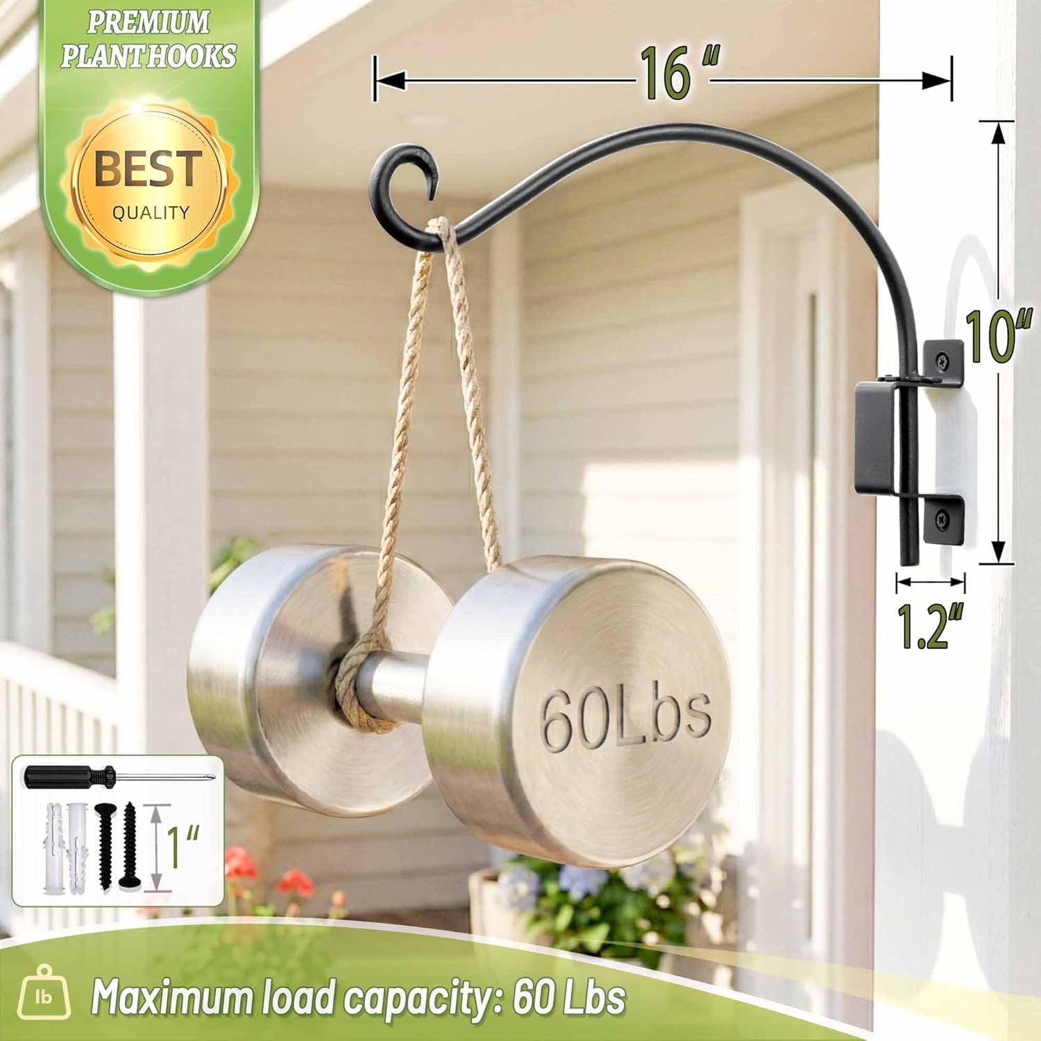 Bird Feeder Hangers Outdoor: 16-Inch Swivel Hanging Plant Bracket for Wall Mount - Swivel Plant Hook for Flower Basket