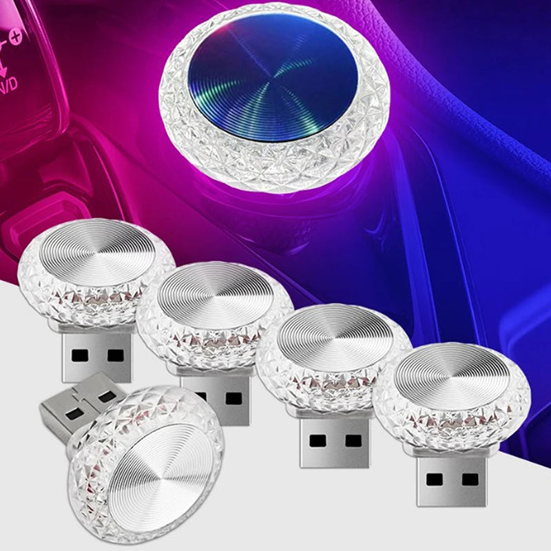 Portable Car USB Ambient Light Mini LED Decorative Atmosphere Lamps for Auto Interior Environment Light Computer Light Plug Play