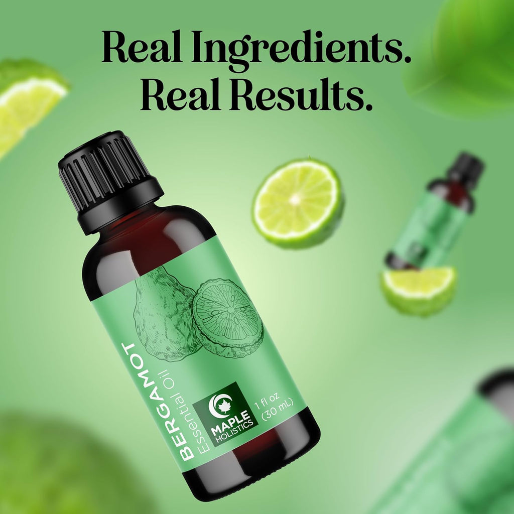 Bergamot Essential Oil for Diffuser Aromatherapy - 100% Pure Citrus Bergamot Oil for Hair Skin and Nails plus Undiluted Relaxing Aromatherapy Essential Oil for Diffusers Baths and Topical Uses 1Oz