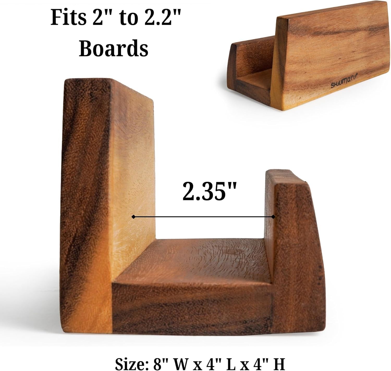 Natural Wood Cutting Board Stand – Fits 2"–2.2" Heavy Boards, 8" × 4" × 4" | Handmade Sturdy Holder Supports Boards up to 24 In
