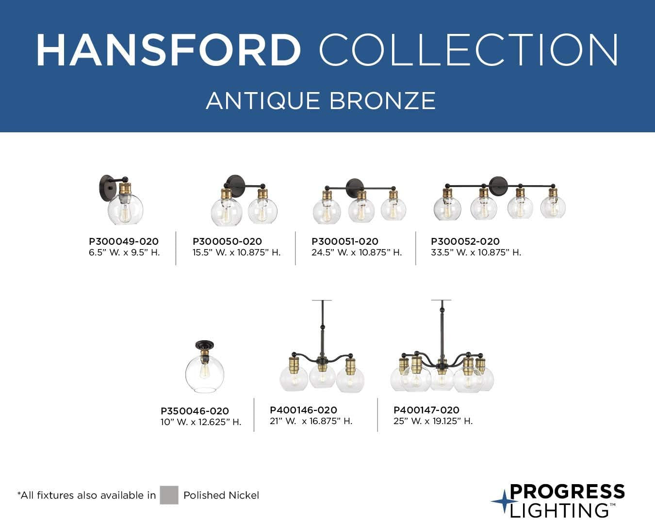Hansford Collection 2-Light Clear Glass Coastal Bath Vanity Light Antique Bronze