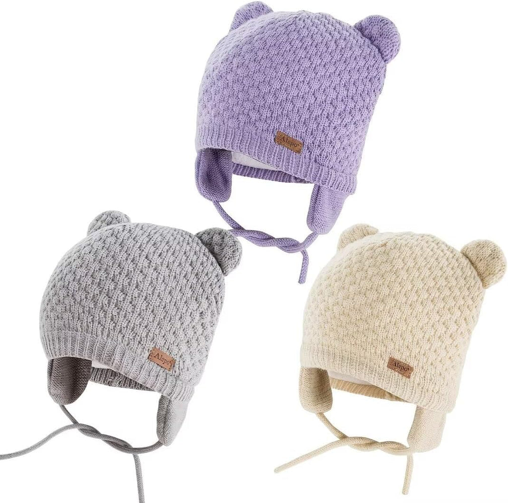 Winter Beanie Hat for Baby Kids Toddler Infant Newborn, Earflap Cute Warm Fleece Lind Knit Cap for Boys Girls