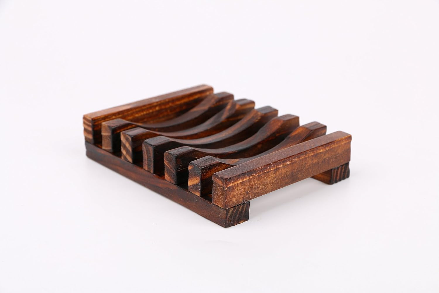 Wooden Soap Dish Soap Holder Saver Tray for Bathroom Shower Kitchen Drainer Hand Craft Rectangular for Soap,Sponges and More (1Pack)