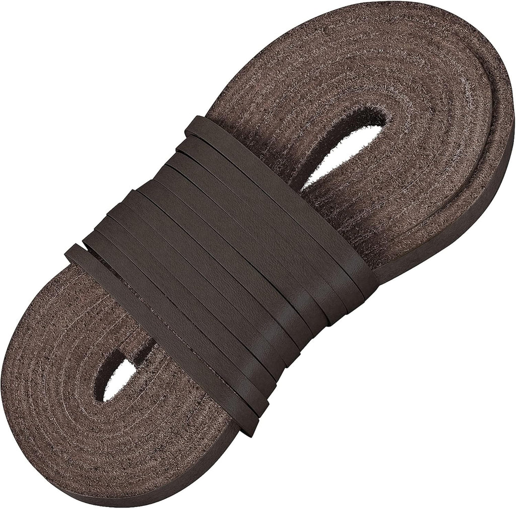 Leather Work Boot Laces - 72” | ⅛” Thick Cowhide | Shoelaces for Construction, Welding & Hiking Boots with 8-10 Eyelets