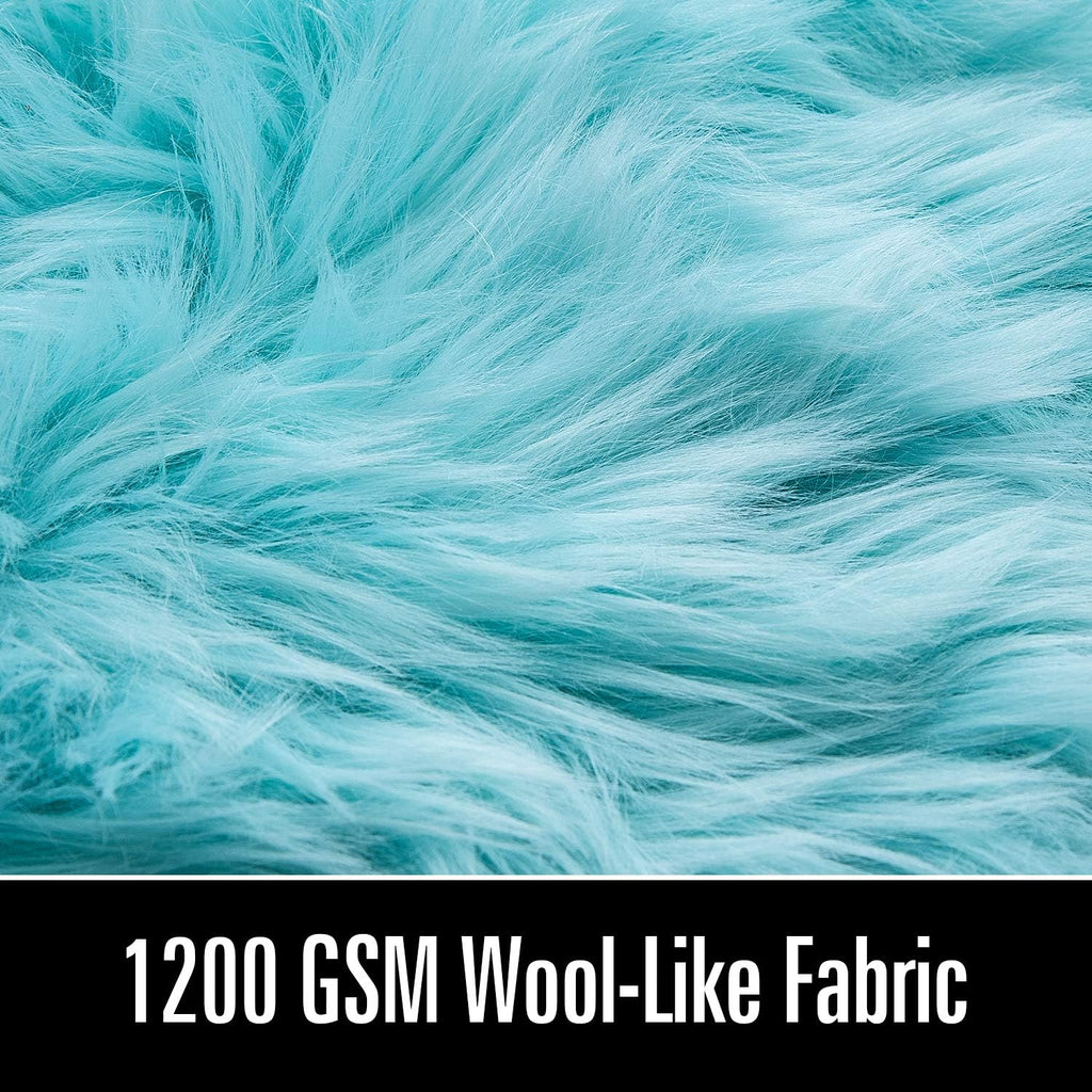 Soft Fluffy Faux Fur Rugs for Bedroom Bedside Rug 2X4 Feet, Washable, Furry Sheepskin Area Rug for Living Room Girls Room, Luxury Shag Carpet Home Decor, Blue