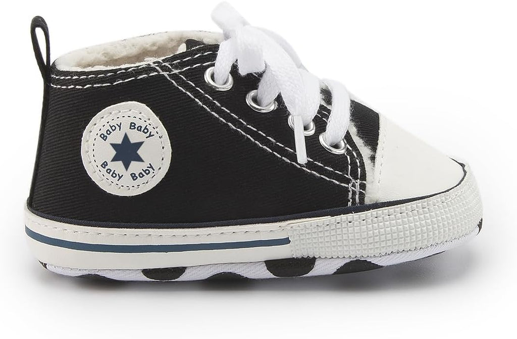 Tutoo Unisex Baby Boys Girls High Top Sneaker Soft Anti-Slip Sole Newborn Infant First Walkers Canvas Denim Shoes