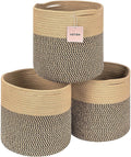 Storage Cubes Baskets Bins Organizer 11X11X11'' Fit 12X12''Cube Storage Organizer Bookcases Shelf,Durable Woven Cotton Storage Basket for Organizing,Round 3Pack Camel/Mixed Black