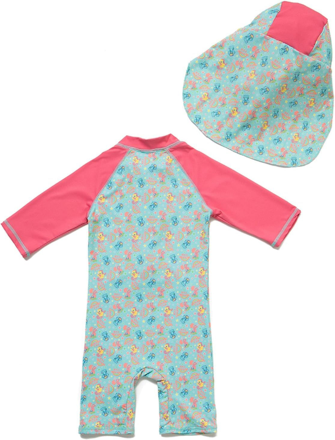 (Tm) Kids UPF 50+ Sun Protection S/S One Piece Zip Sun Suit with Sun Hat (3-6 Months, Colorful Fish)
