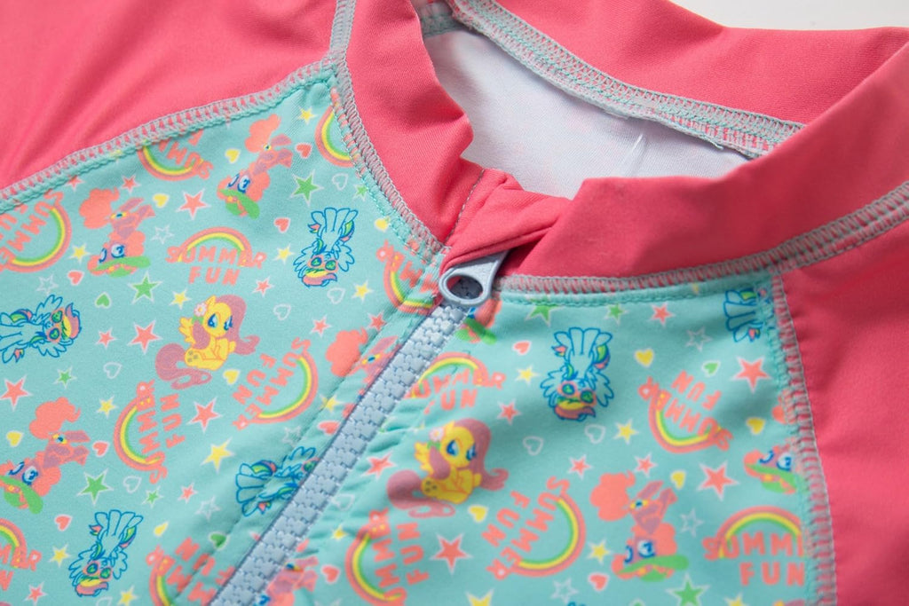 (Tm) Kids UPF 50+ Sun Protection S/S One Piece Zip Sun Suit with Sun Hat (3-6 Months, Colorful Fish)