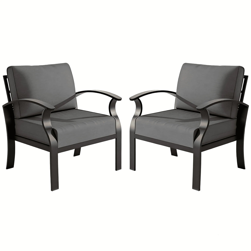 Aluminum 2-Seat Patio Furniture Set, Outdoor Patio Conversation Set with 5.1" Cushions for Patio Backyard Poolside, Gray