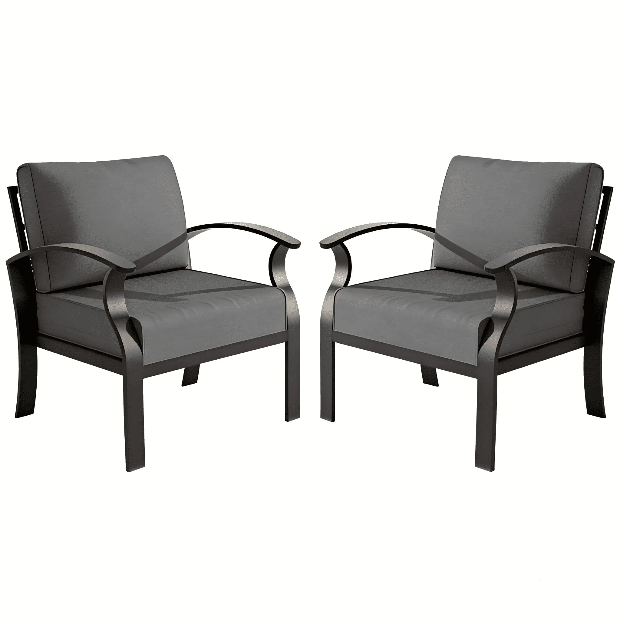 Aluminum 2-Seat Patio Furniture Set, Outdoor Patio Conversation Set with 5.1" Cushions for Patio Backyard Poolside, Gray