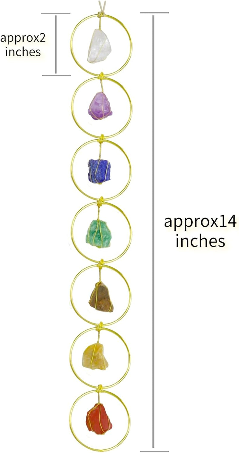 Handmade Gemstones Healing Feng Shui Crystals Window Decorations Hanging Ornament for Home Decor Party Decor（7 Chakra Round）