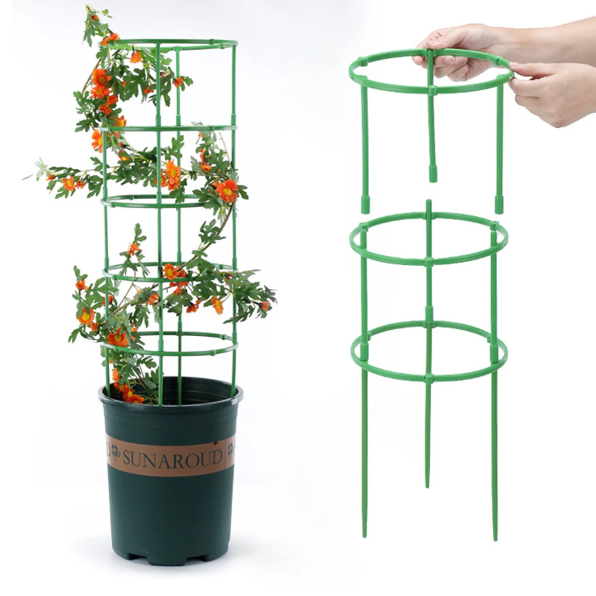 9 Pcs/Set 3 Layers Plant Support Plant Stakes round Plant Support Ring Plastic Plant Cage Holder Flower Pot Climbing Trellis