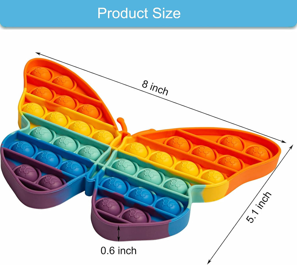 Pop Bubble Sensory Fidget Toys, Squeeze Sensory Toys, Novelty Gifts for Boys and Girls, Stress Relief and Anti-Anxiety Tools for Kids and Adults (Butterfly,Rainbow)