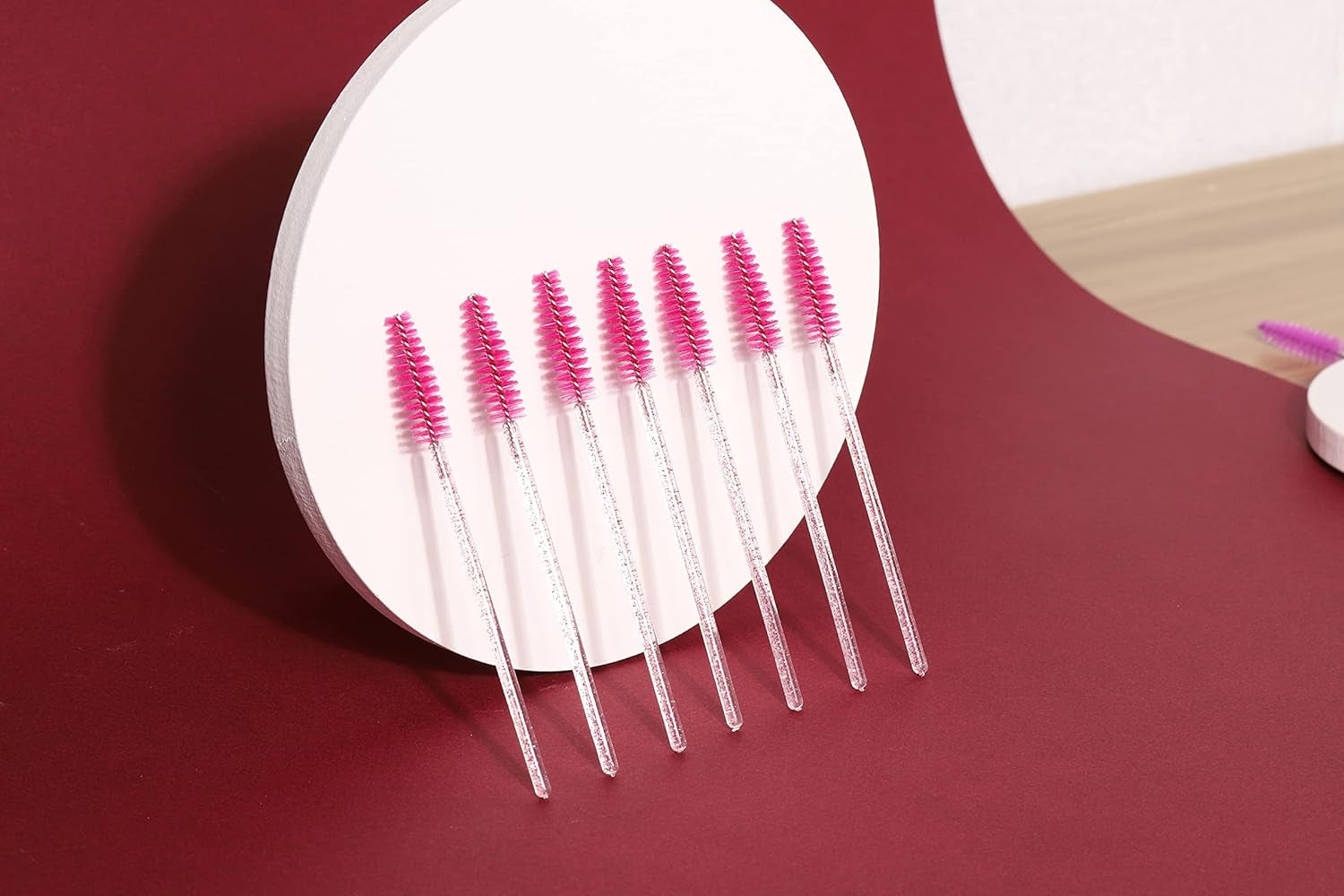 200 Disposable Eyelash Brush Mascara Wands Spoolies for Eye Lashes Extension Eyebrow Purple Pink