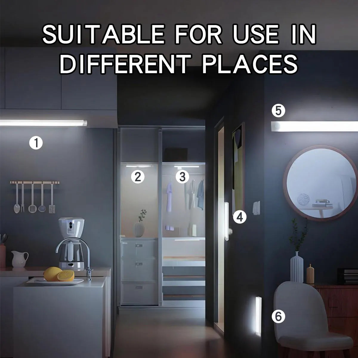 LED Motion Sensor Light Type C Rechargeable Light Wireless LED Night Light Cabinet Wardrobe Lamp Staircase Backlight for Kitchen
