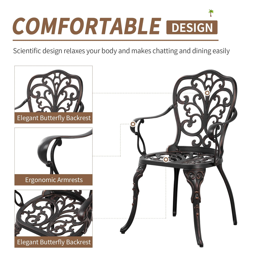 Outdoor Bistro Set 3 Piece Cast Aluminum Patio Bistro Sets Outdoor Patio Furniture Set for Garden,Bronze