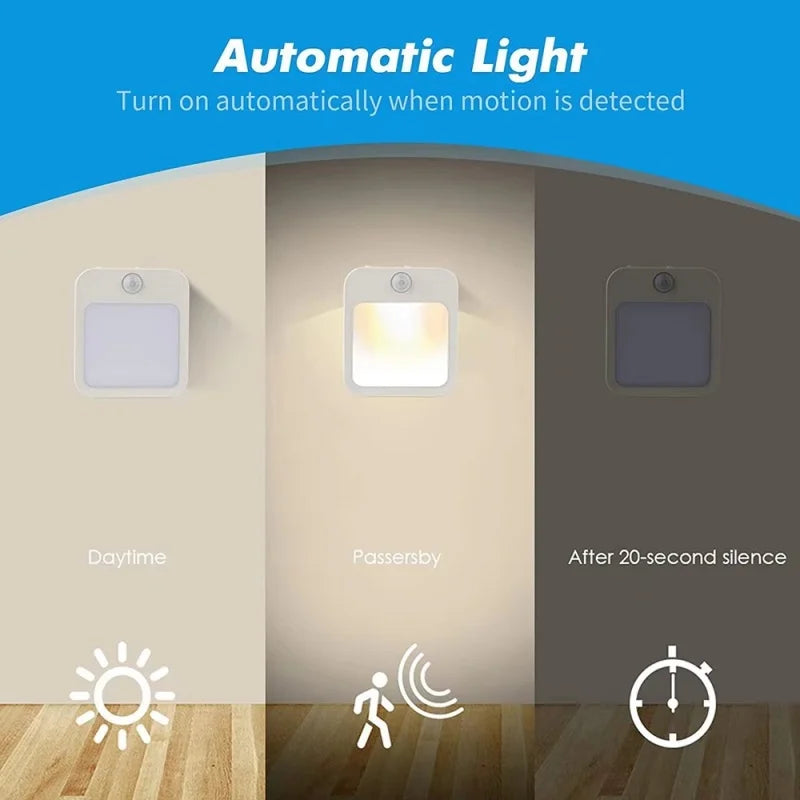 Night Light Motion Sensor with LED Light EU Plug Lamps Children'S Night Light Wireless Night Lamp for Bedside Table Bedroom