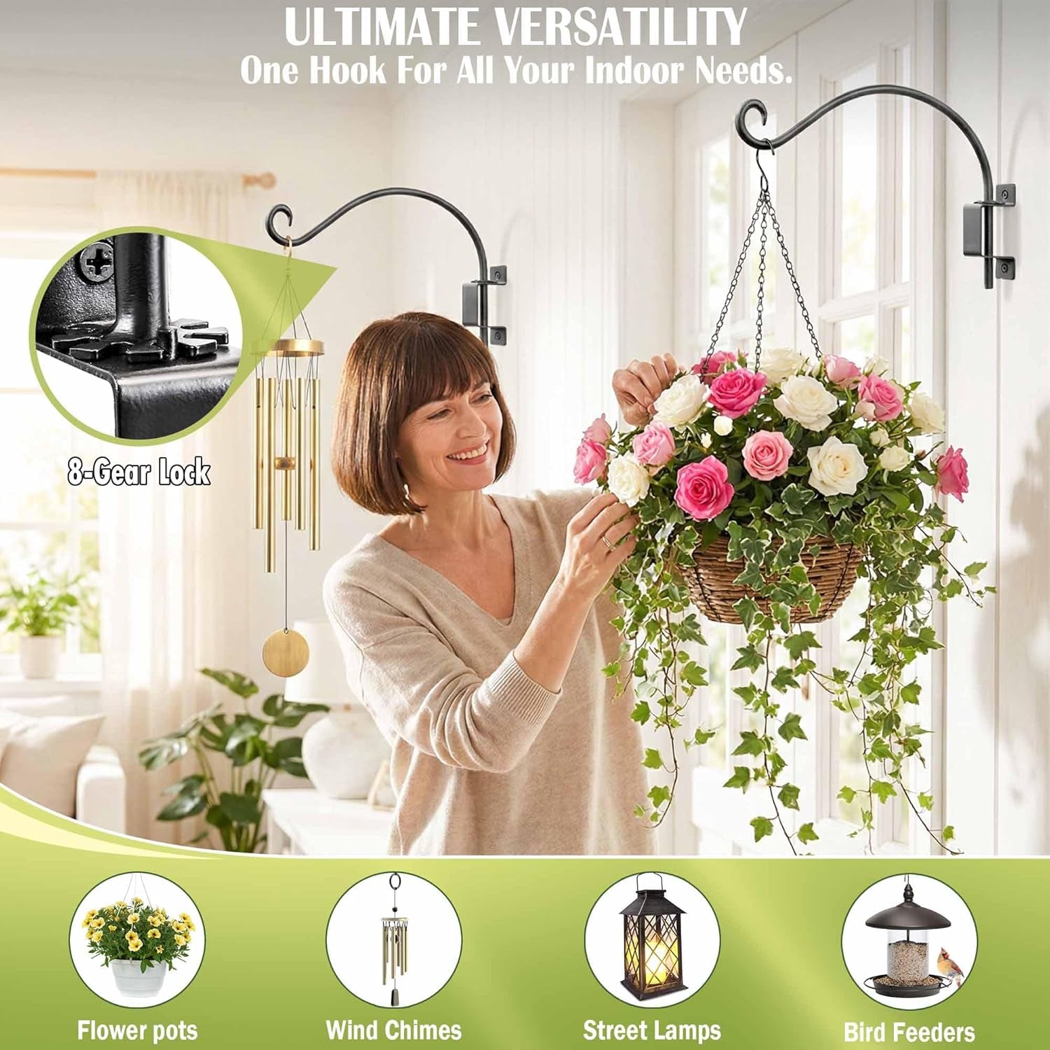 Bird Feeder Hangers Outdoor: 16-Inch Swivel Hanging Plant Bracket for Wall Mount - Swivel Plant Hook for Flower Basket
