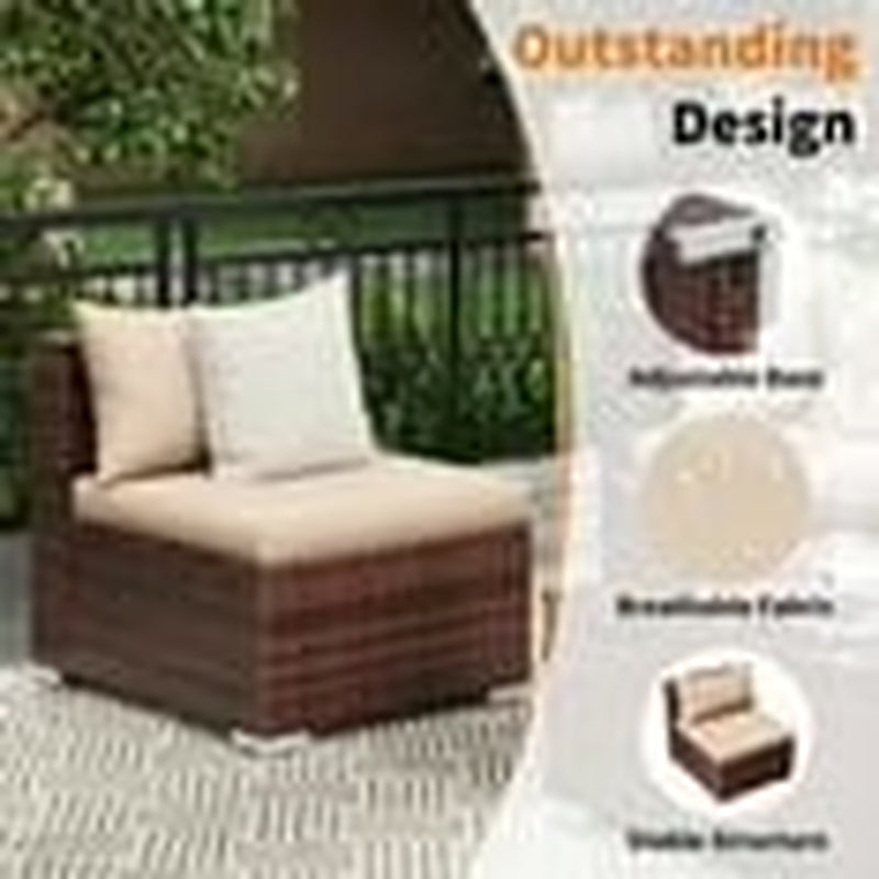 Patio Furniture Sets, Modular Rattan Outdoor Patio Sectional Furniture Sofa Set, Wicker Patio Conversation Set for Backyard,5Pcs