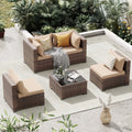 Patio Furniture Sets, Modular Rattan Outdoor Patio Sectional Furniture Sofa Set, Wicker Patio Conversation Set for Backyard,5Pcs