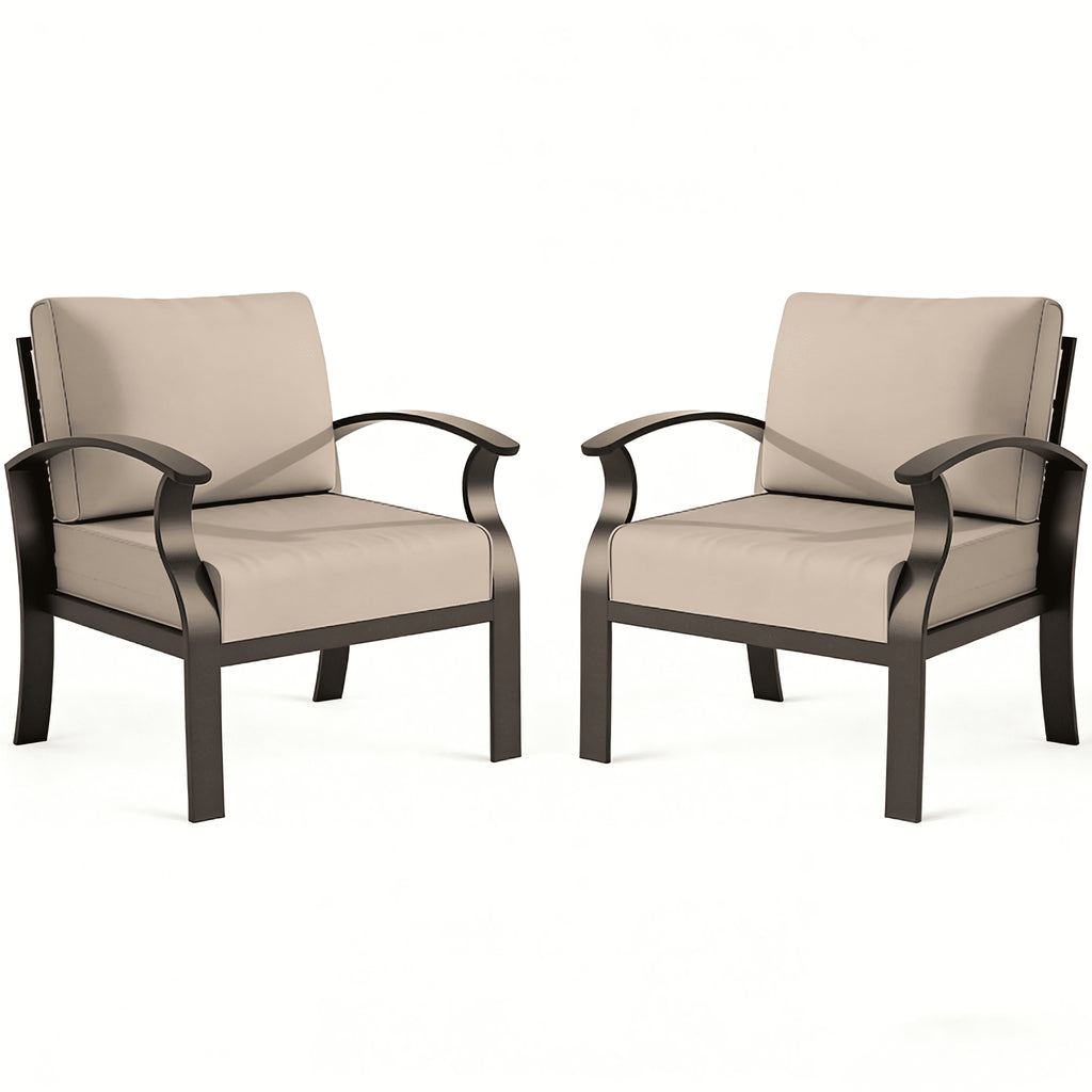 Aluminum 2-Seat Patio Furniture Set, Outdoor Patio Conversation Set with 5.1" Cushions for Patio Backyard Poolside, Sand