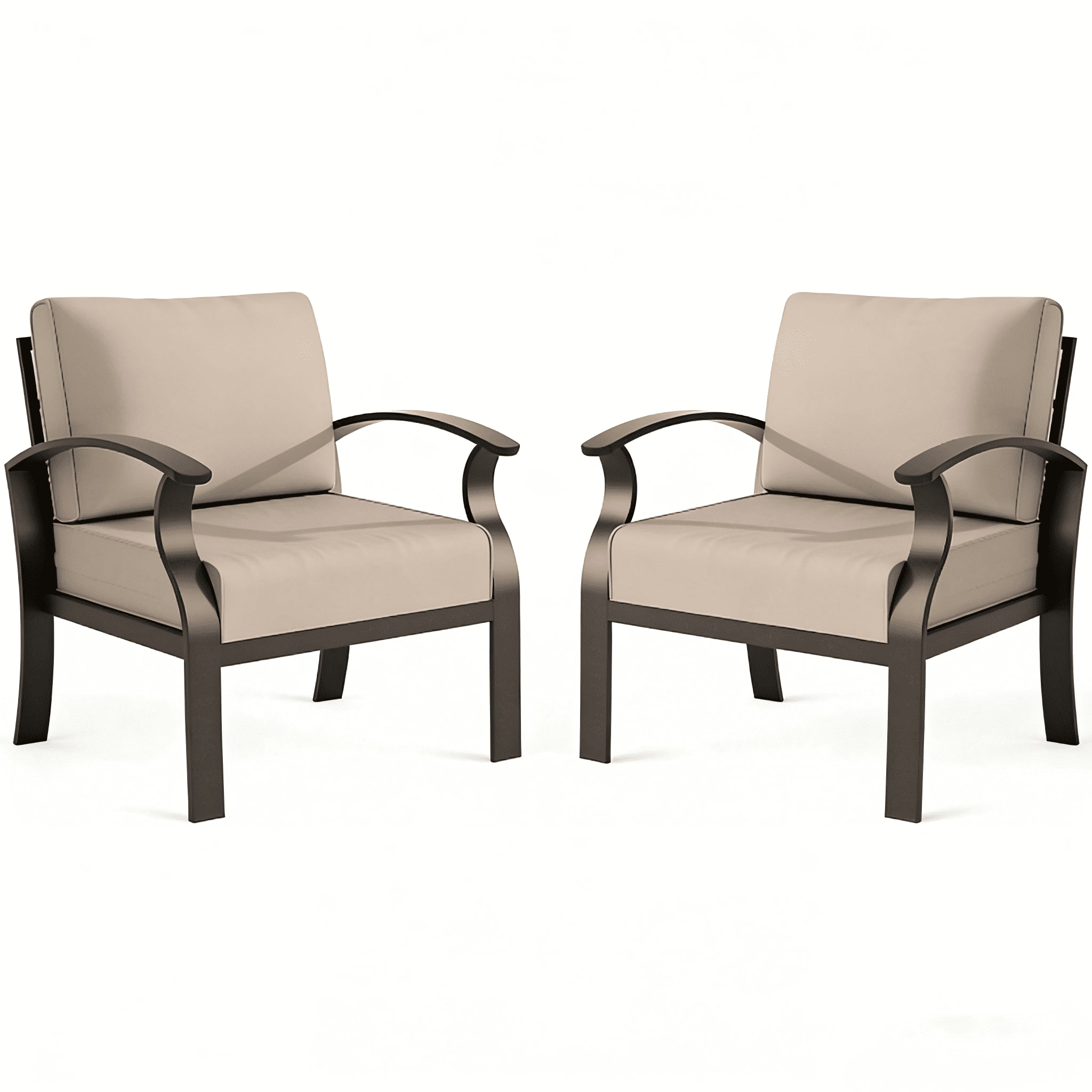 Aluminum 2-Seat Patio Furniture Set, Outdoor Patio Conversation Set with 5.1" Cushions for Patio Backyard Poolside, Sand