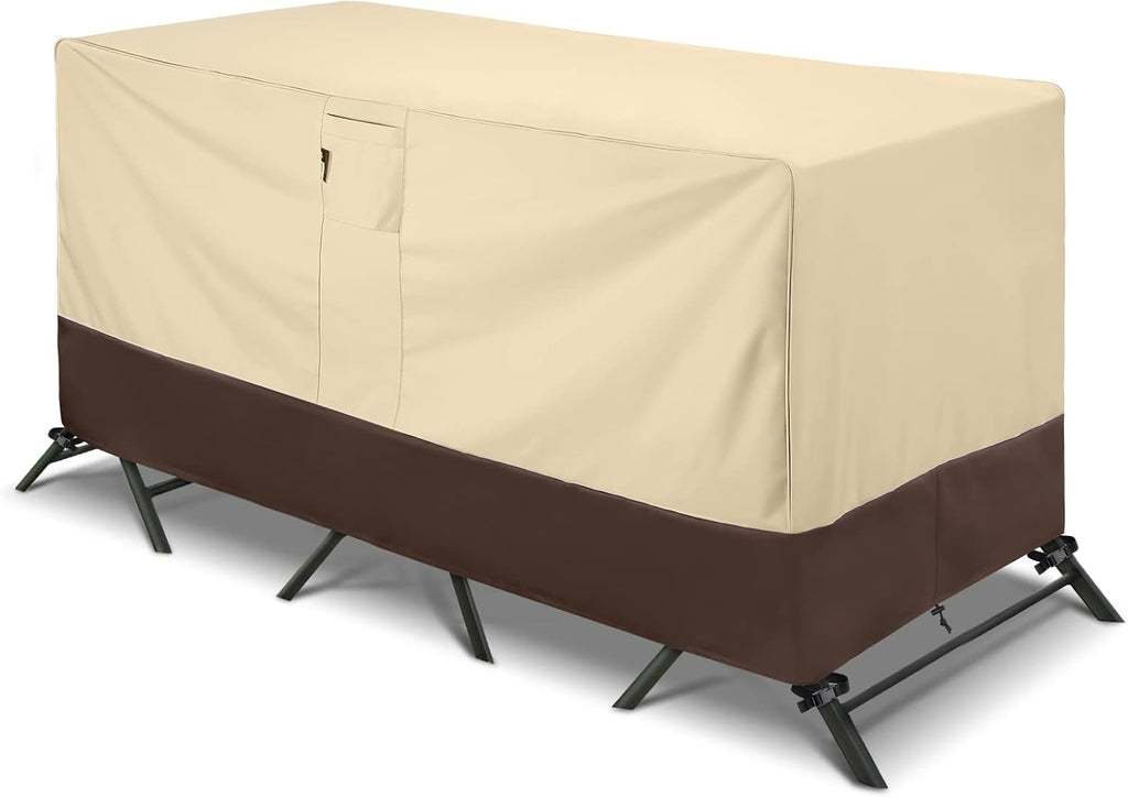 Patio Bistro Cover, Waterproof Outdoor Furniture Cover, Heavy Duty Patio Bar Table and Chairs Covers, 80"L X 32"W X 30"H, Beige & Brown