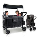 W4 Original Stroller Wagon - Foldable Wagon with 5 Point Harness - Adjustable Canopy & Deep Carriage - All-Terrain Wheels - for Babies, Toddlers & Kids - 4 Seater - Black
