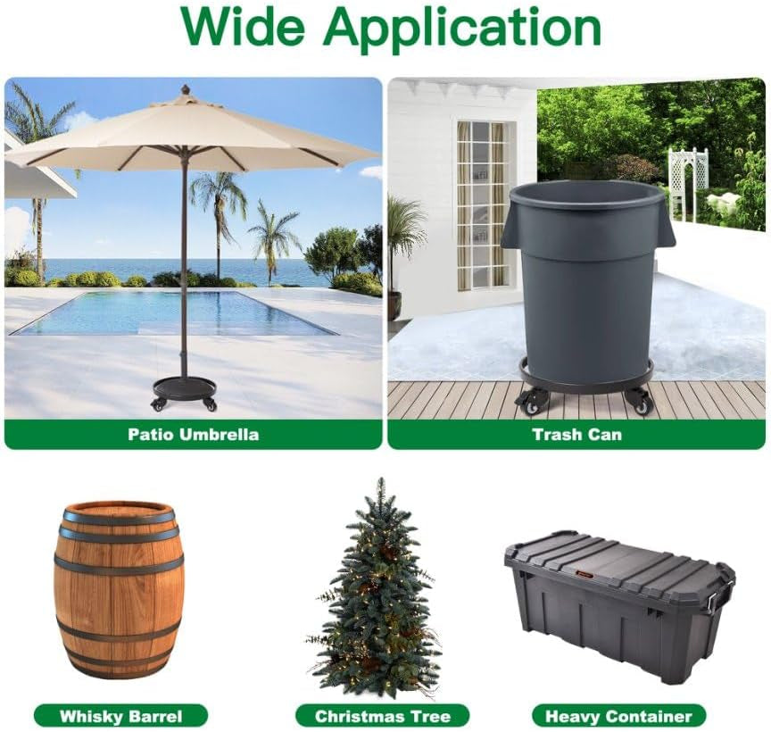 16" Metal Plant Caddy Heavy Duty Rolling Plant Stand with Wheels Iron Potted round Flower Pot Rack on Roller Dolly Holder Mover Indoor Outdoor Planter Trolley Casters Brakes
