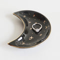 Small Moon Jewelry Dish Tray, Decorative Ceramic Trinket Dish, Modern Accent Tray for Vanity, Black