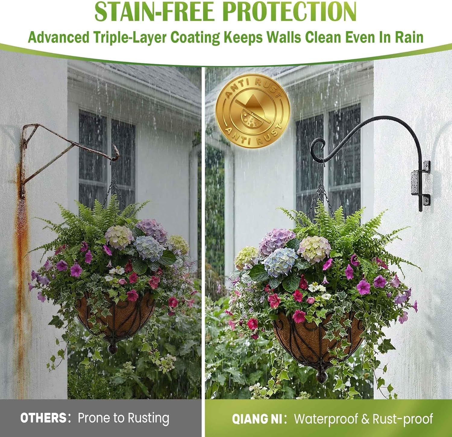 Bird Feeder Hangers Outdoor: 16-Inch Swivel Hanging Plant Bracket for Wall Mount - Swivel Plant Hook for Flower Basket