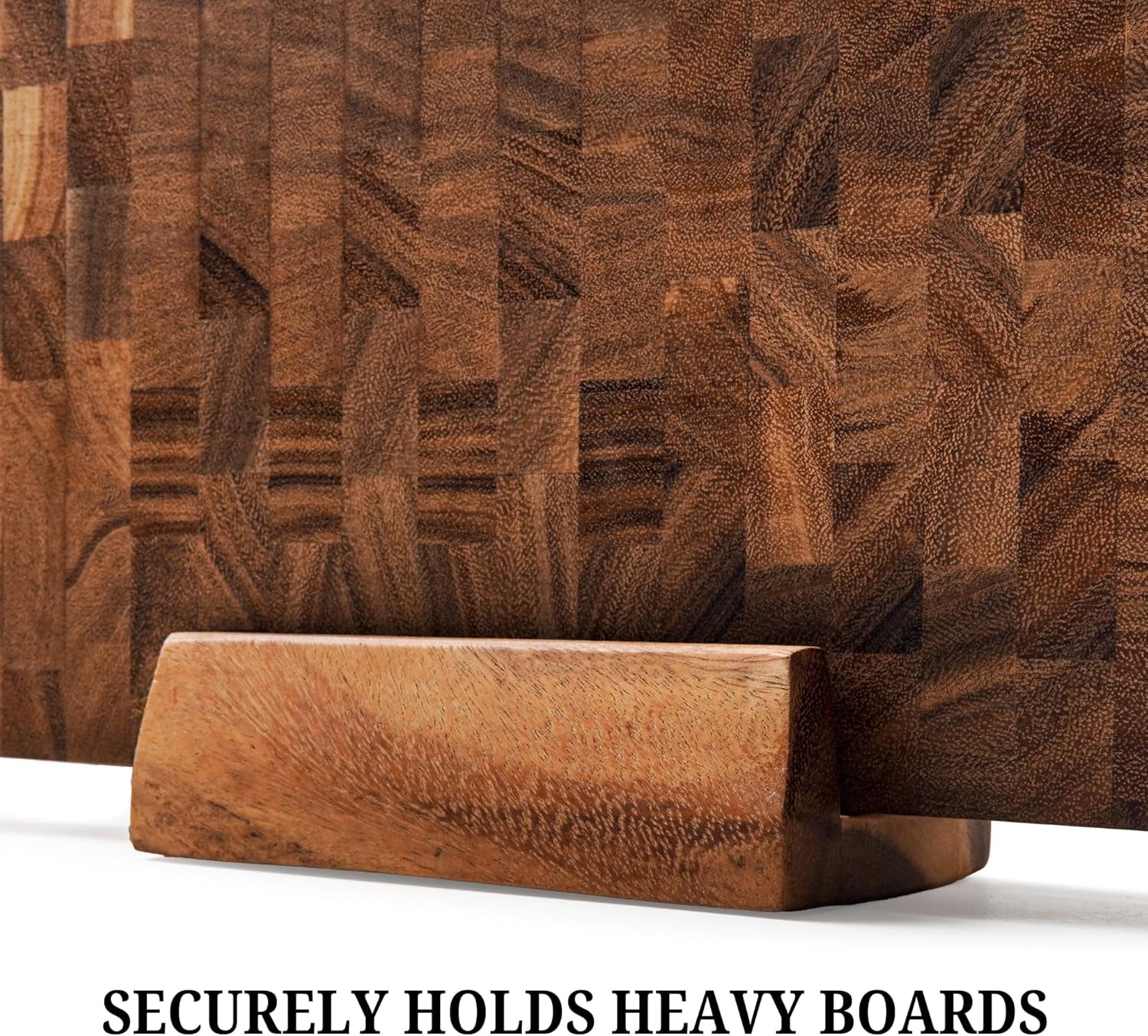 Natural Wood Cutting Board Stand – Fits 2"–2.2" Heavy Boards, 8" × 4" × 4" | Handmade Sturdy Holder Supports Boards up to 24 In