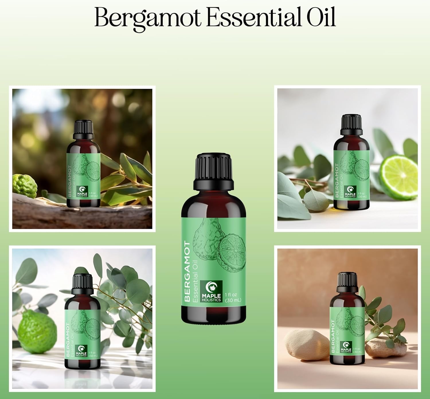 Bergamot Essential Oil for Diffuser Aromatherapy - 100% Pure Citrus Bergamot Oil for Hair Skin and Nails plus Undiluted Relaxing Aromatherapy Essential Oil for Diffusers Baths and Topical Uses 1Oz