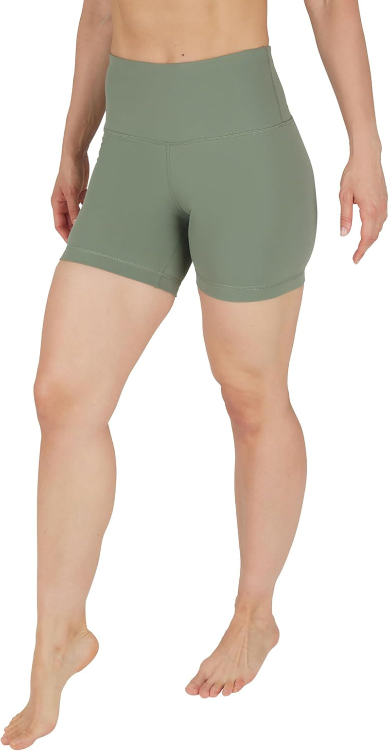 Womens High Waisted Biker Shorts Ribbed Workout Yoga Running Tummy Control Spandex Short