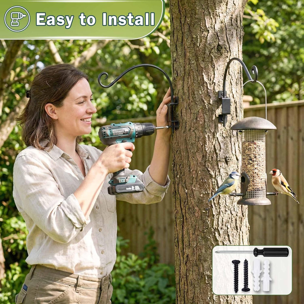 Bird Feeder Hangers Outdoor: 16-Inch Swivel Hanging Plant Bracket for Wall Mount - Swivel Plant Hook for Flower Basket