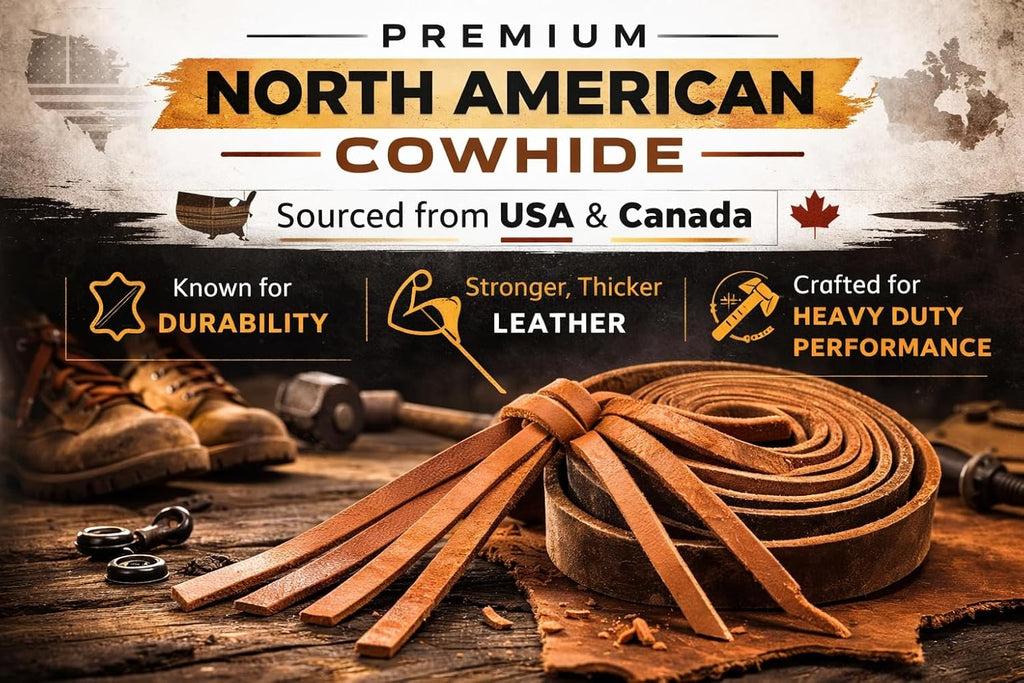Leather Work Boot Laces - 72” | ⅛” Thick Cowhide | Shoelaces for Construction, Welding & Hiking Boots with 8-10 Eyelets