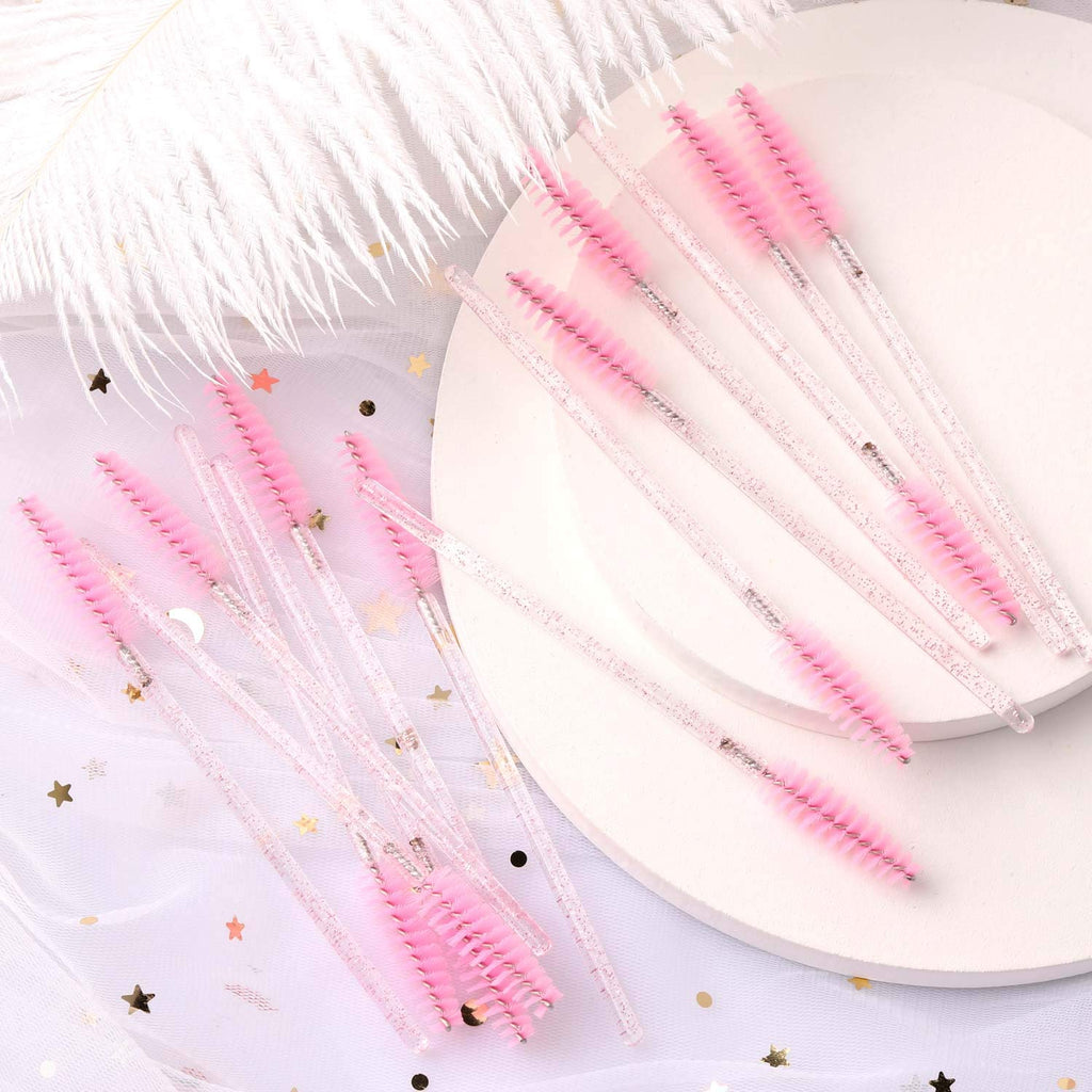 200 Disposable Eyelash Brush Mascara Wands Spoolies for Eye Lashes Extension Eyebrow Purple Pink